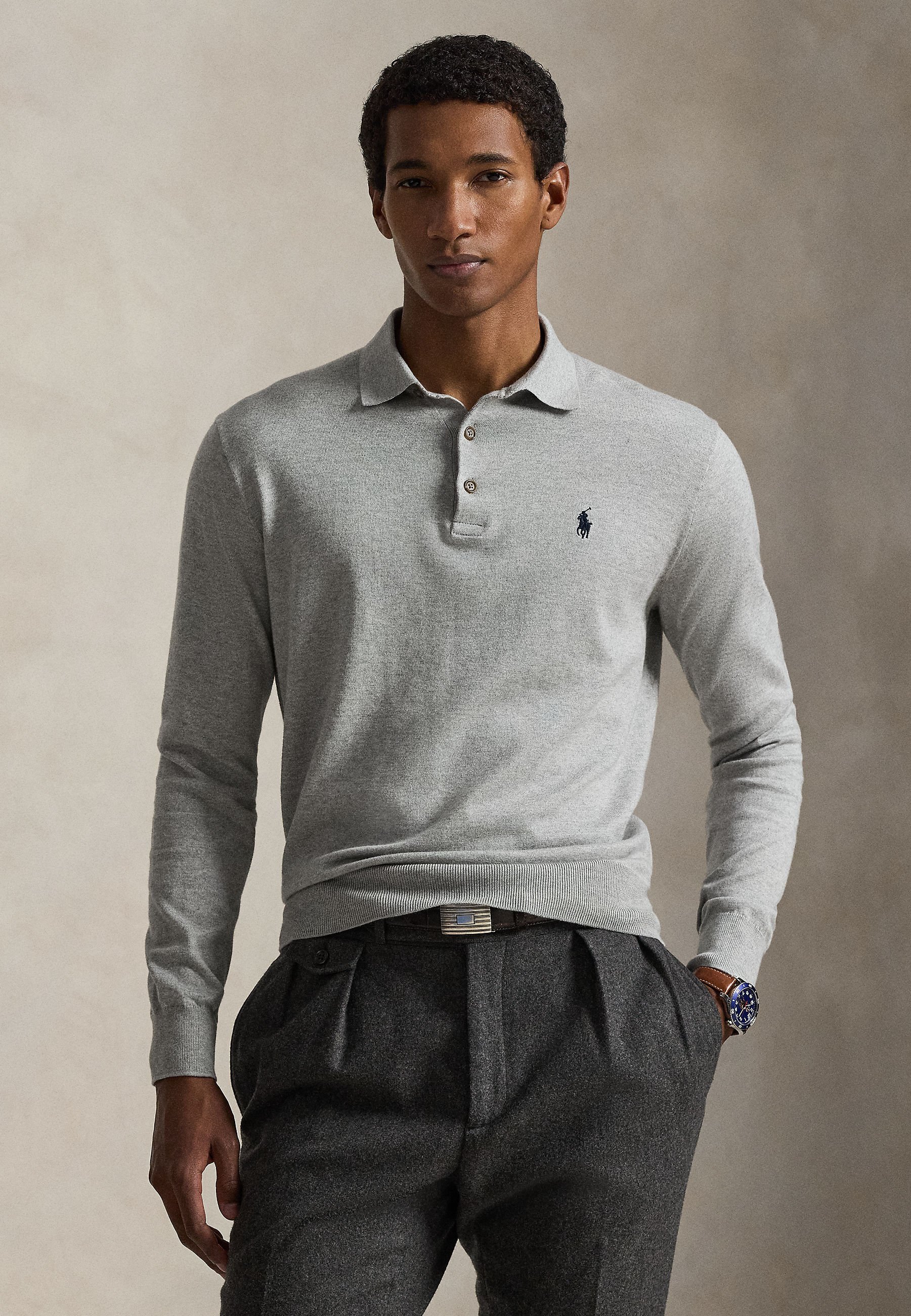 トップス 90s A.P.C. skipper knit polo gray Gran Sasso Skipper Polo Shirt