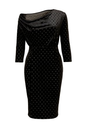 Goddiva, GLITTER VELVET COWL NECK SHEATH MIDI DRESS - Vestito elegante - schwarz