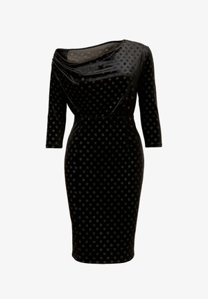 Goddiva, GLITTER VELVET COWL NECK SHEATH MIDI DRESS - Vestito elegante - schwarz