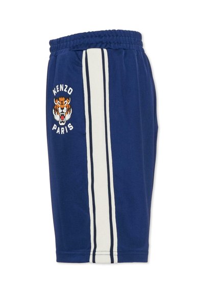 Granatowe szorty bawełniane z elastycznym pasem, z białymi bocznymi paskami i logo tygrysa z napisem "KENZO PARIS".