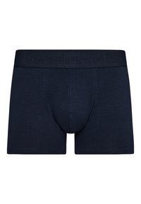Námořnické modré bavlněné boxerky se soft elastickým pasem, který má vyvýšené logo, hladký povrch a přiléhavý střih.