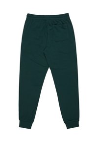 Dunkelgrüne Jogginghosen aus weichem Material, mit einem elastischen Bund, Bündchen an den Knöcheln und einer einzelnen Gesäßtasche.