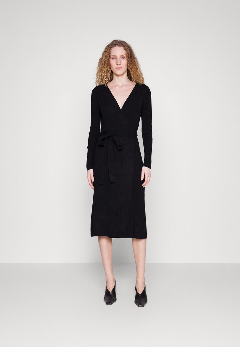 Davida Cashmere WRAP MIDI DRESS Jumper dress black Zalando.co.uk