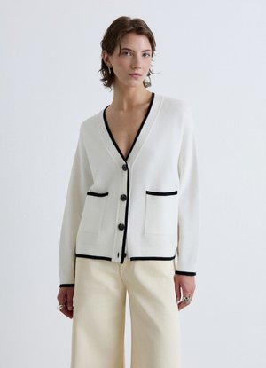 Calliope, MAGLIA TINTA UNITA - Cardigan - bianco lana
