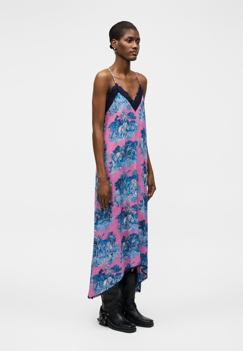 pink and blue maxi dress Zadig & Voltaire RISTY WILD JUNGLE - YGroup_katrinadress Aidan by Aidan Mattox This show Color:Ochre
