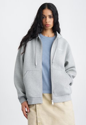 HOODED ALDA JACKET - Sweatjacke - grey heather/white