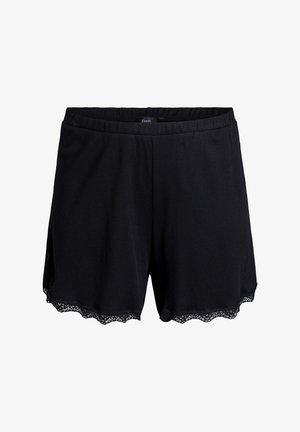 Sorte bomuldsbukser med ribbet tekstur og bølget blondekant. Har en elastisk talje for komfort.