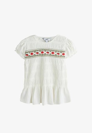 Next, REGULAR FIT - SMOCKED TOP . - Blůza - white tomato embroidered