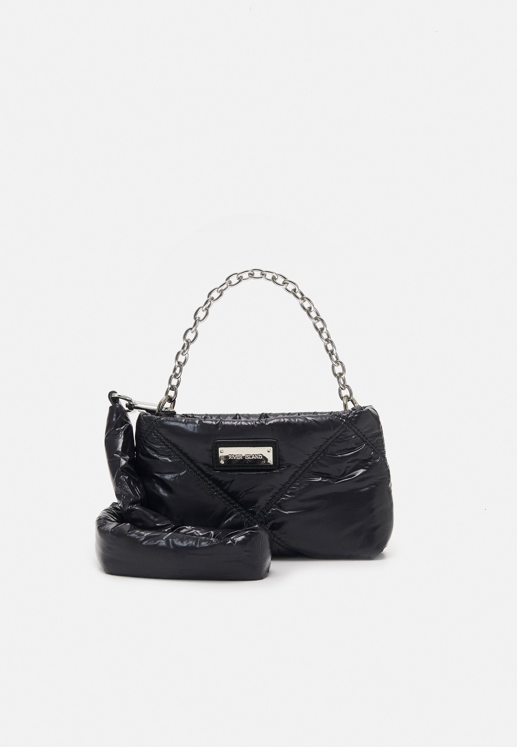 Sac à Main Femme Extra Plat Noir Verni - Style Fourre-tout, Plastique Et Toile