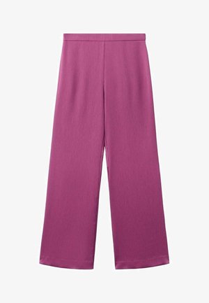 Wijde broekspijpen in een gestructureerde, dieproze stof met een gladde tailleband. Het ontwerp is recht, biedt een ontspannen pasvorm en heeft een volledige lengte.
