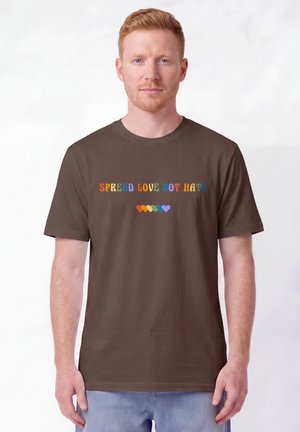 watapparel, SPREAD LOVE NOT HATE UNISEX - T-shirt imprimé - mocha