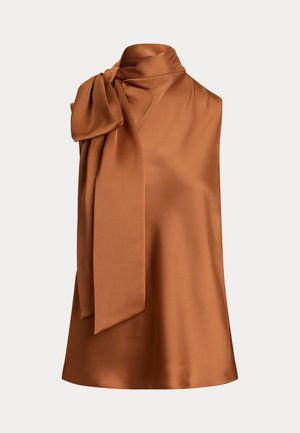 Lauren Ralph Lauren, TIE-NECK CHARMEUSE SLEEVELESS BLOUSE - Débardeur - brown