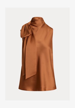 Lauren Ralph Lauren, TIE-NECK CHARMEUSE SLEEVELESS BLOUSE - Μπλούζα - brown