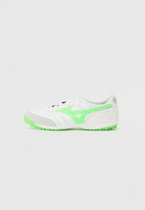 MORELIA SALA PRO TF - Jalkapallokengät nurmikolle - white/neon green/galaxy silver-coloured