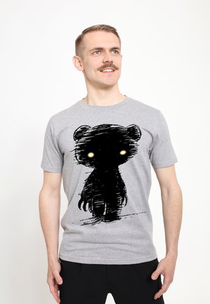 Henry Tiger, GLOOMY BEAR THE NAUGHTY GRIZZLY SHADOW ABSTRACTION HALLOWEEN ANIME, jasnoszary melanż