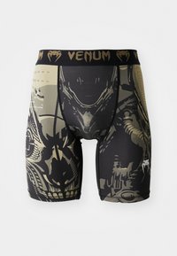 Pantaloni corti neri e verdi con un motivo, caratterizzati dal logo Venum, realizzati in tessuto morbido con un design aderente e una cintura a contrasto.