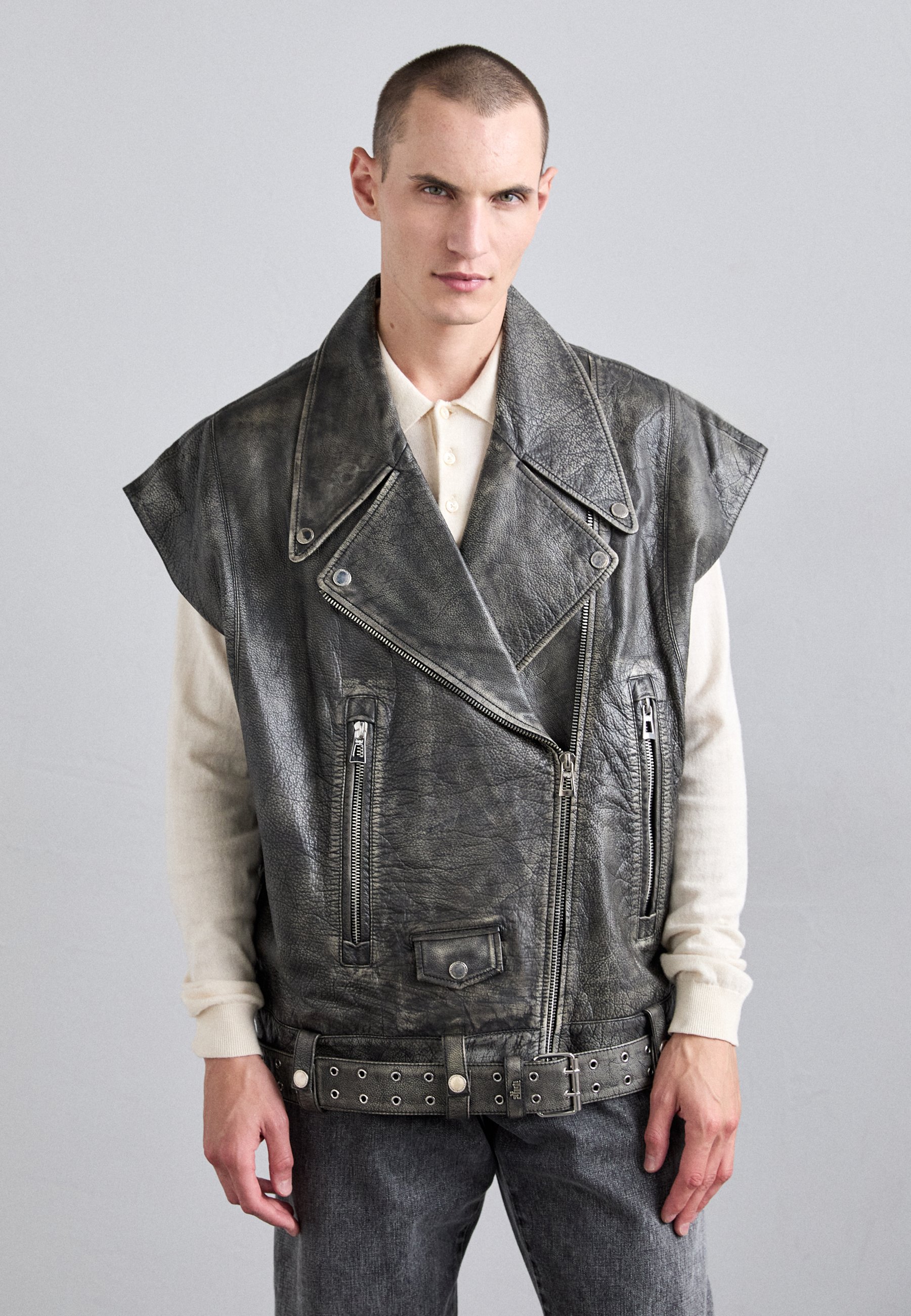 Dhruv Kapoor BIKER VEST - Waistcoat - grey/light grey - Zalando