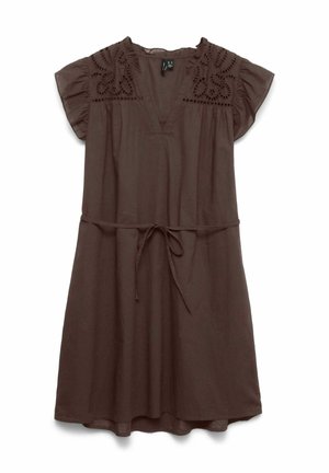 Vero Moda, VMLINE SS SHORT DRESS WVN NOOS - Robe de jour - chocolate brown