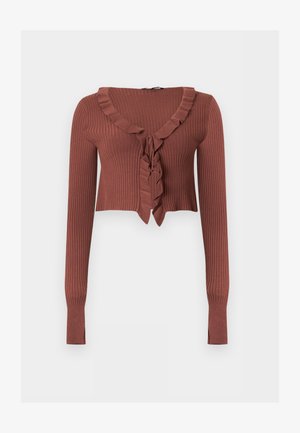 ONLY, ONLMILA SHORT RUFFLE CARDIGAN - Gilet - rose brown