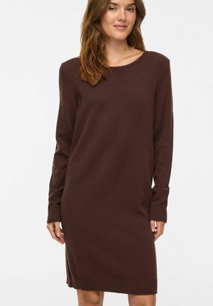 VILA, KNITTED DRESS VIRIL SHORT - Рокля тип пуловер - coffee bean