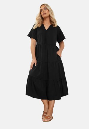 Yours Clothing FLORAL TIERED - Vestito casual - jet black