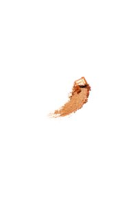 Løst bronseglitterpulver med en fin, jevn tekstur. Flere glitrende flekker strødd på en hvit bakgrunn.