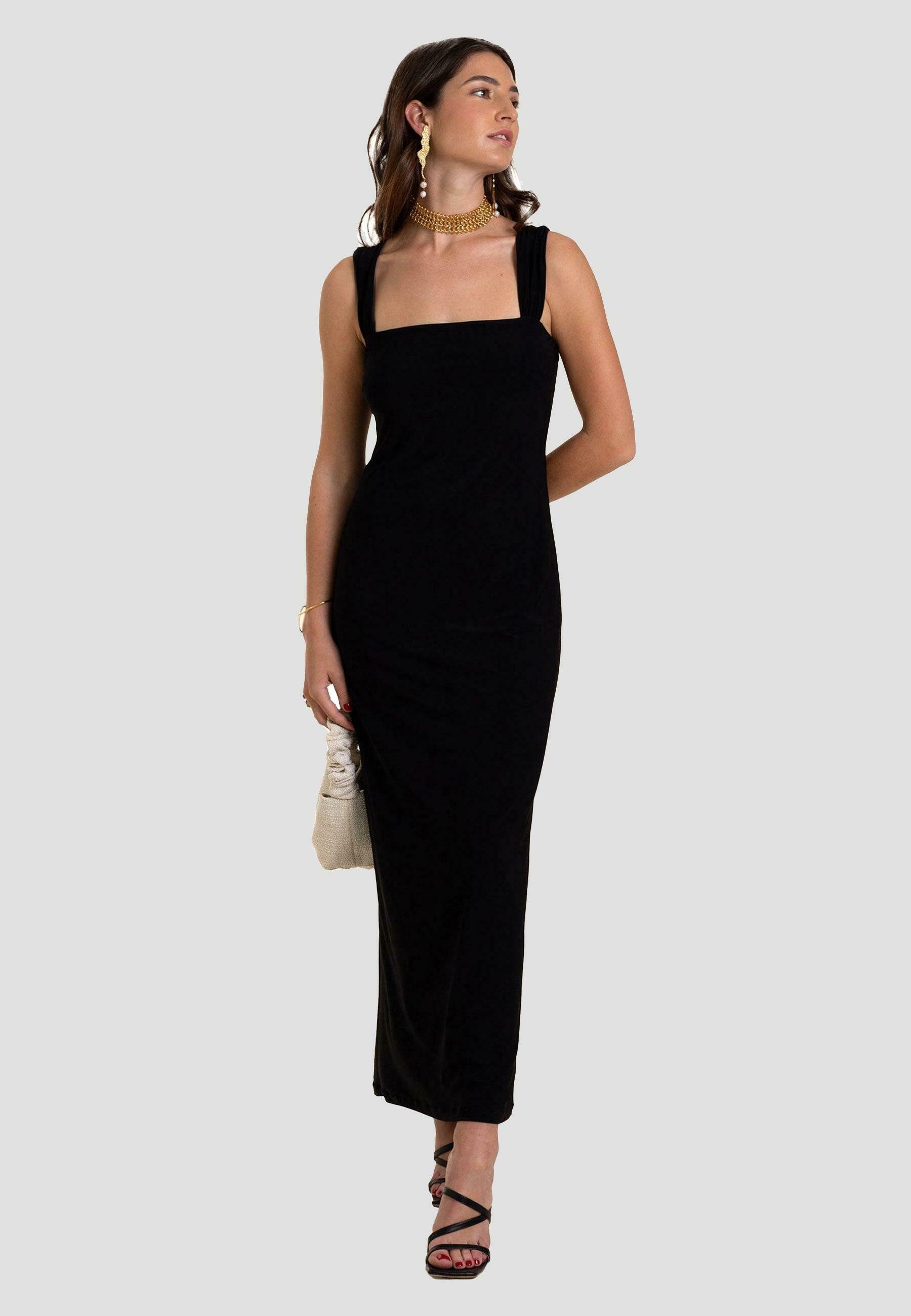 amazon vestido negro tirantes largo