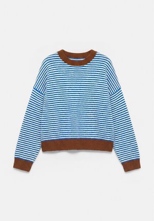 PULL&BEAR, STRIPED FINE KNIT - JUMPER - Pullover - pale blue
