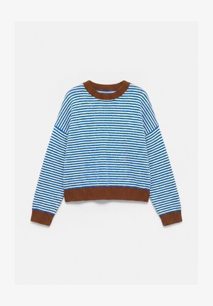 PULL&BEAR, STRIPED FINE KNIT - JUMPER - Pullover - pale blue