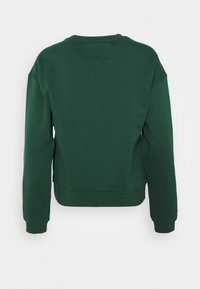 Felpa verde con maniche lunghe, scollo rotondo e polsini a coste. Presenta una trama liscia e un orlo corto.