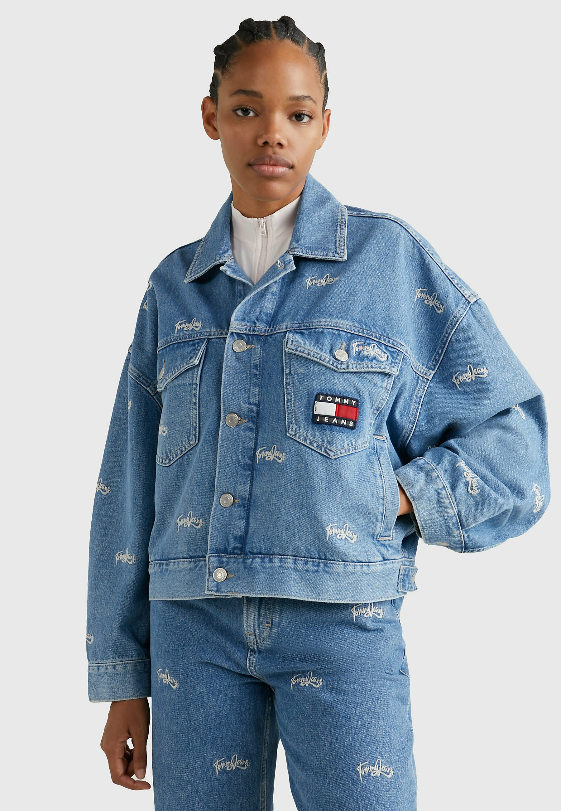 Jeans Jacke Jeansjacke Damen Mit Applikationen Ital-Design