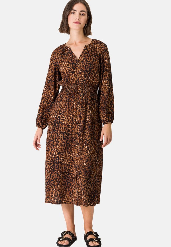 MIDI MIT LEOPRINT - Blusenkleid