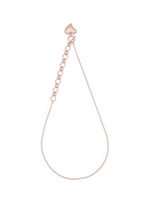 Roze gouden kettingarmband met een hartvormige sluiting, een strak ontwerp, met afwisselende schakelgroottes en een fijne, gestructureerde afwerking.