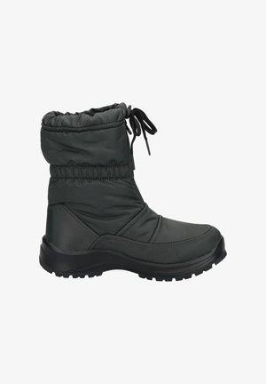 Polstrede vinterstøvler i mørkegrå med rund tå, snørebåndslukning og struktureret gummisål. Har et indsnævret topdesign for ekstra varme.