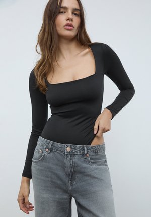 SQUARE NECKLINE - Top dugih rukava - black