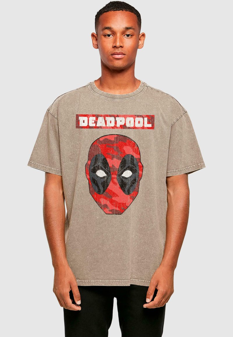 ABSOLUTE CULT DEADPOOL  CAMO HEAD TEE - T-shirts print - darkkhaki