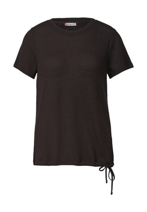 Street One, BASIC KNIT-LOOK T-SHIRT WITH ROUND NECK - T-shirt basique - black coffee