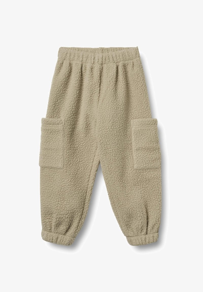 Beidzis vilnas jogger bikses ar elastīgu jostasvietu, elastīgiem apakšmalām un lielām taisnstūra sānu kabatām.