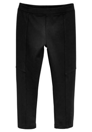 Leggings negras fabricadas con un tejido suave y elástico, que presentan una cintura alta y detalles en los paneles laterales para una silueta ajustada.