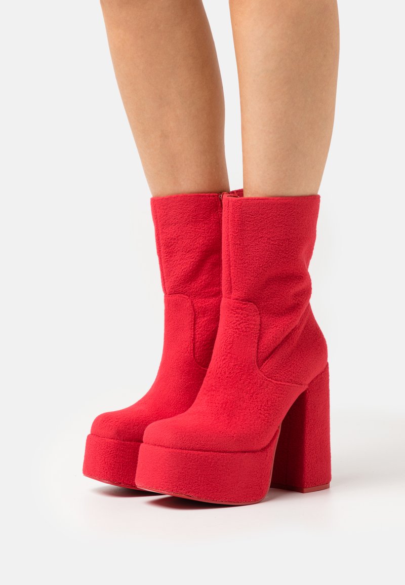Koi Footwear FLUFFY PLATFORM BOOTS Platform ankle boots red