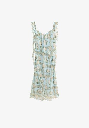 New Look Curves, CURVES LIGHT FLORAL RUFFLE MIDI - Day dress - blue pattern