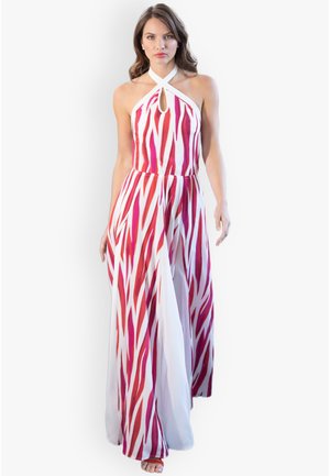 HALTER NECK WITH CONTRAST PANELS - Maxi dress - red on white mystic flames