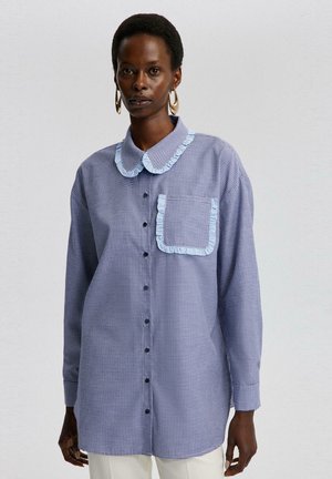 Touché Privé RUFFLE DETAILED GINGHAM - Blus - navy blue