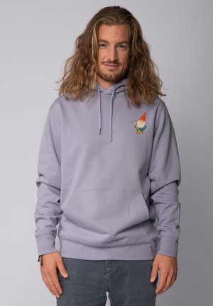 Licht paarse katoenen hoodie met een voorzak en een trekkoordkap. Bevat een geborduurde gnome-graphic op de linkerkant van de borst.