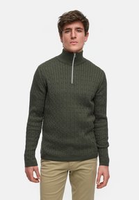 Kronstadt CABLE HALF-ZIP - Strickpullover - army mix