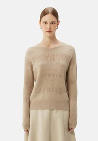 GOBI Cashmere MIT R-AUSSCHNITT UND GEMISCHTEM MUSTER - Pullover - beige