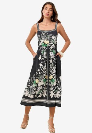 Lipsy PLACEMENT PRINTED CAMI STRAP MIDI - Dnevna haljina - black