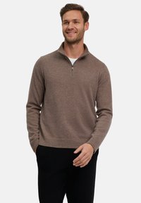 FALKE Basic Lambswool Half-Zip - Strickpullover - nutmeg mel