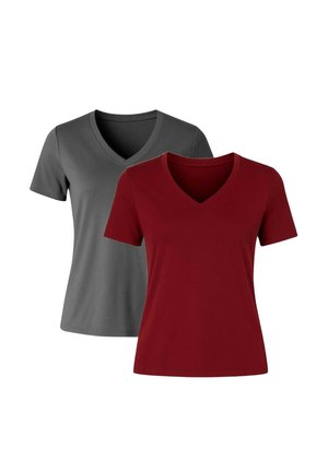 V-NECK SHORT SLEEVE 2-PACK  - T-Shirt basic - bordeaux