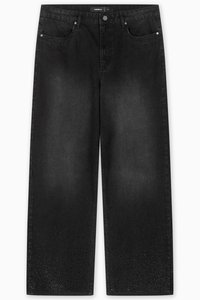 RHINESTONE UNISEX - Vaqueros holgados - denim black